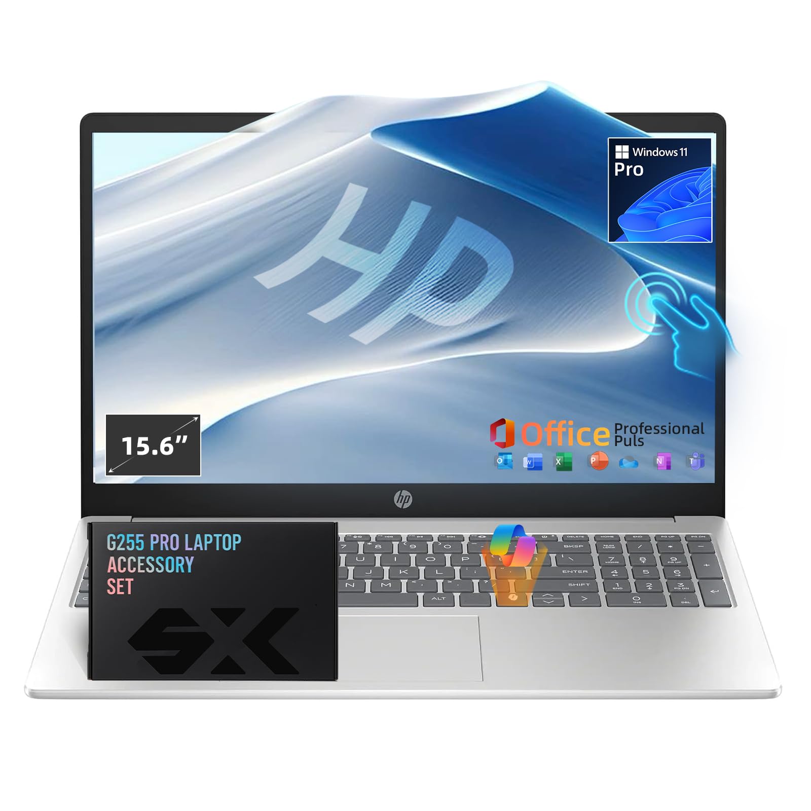 HP 15.6" Touchscreen Laptop for Business and Students, Intel Processor i3-1315U (＞i3-1215U, Up to 4.5GHz), Copilot, Anti-Glare, Office Pro- Wins 11 Pro, Wi-Fi 6, w/Accessories (32GB RAM, 1TB SSD)
