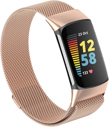 Miniatura 7 de Bandas magnéticas de malla solo compatibles con Fitbit Charge 5, pulseras de metal ajustables de acero inoxidable correas de repuesto para Charge 5