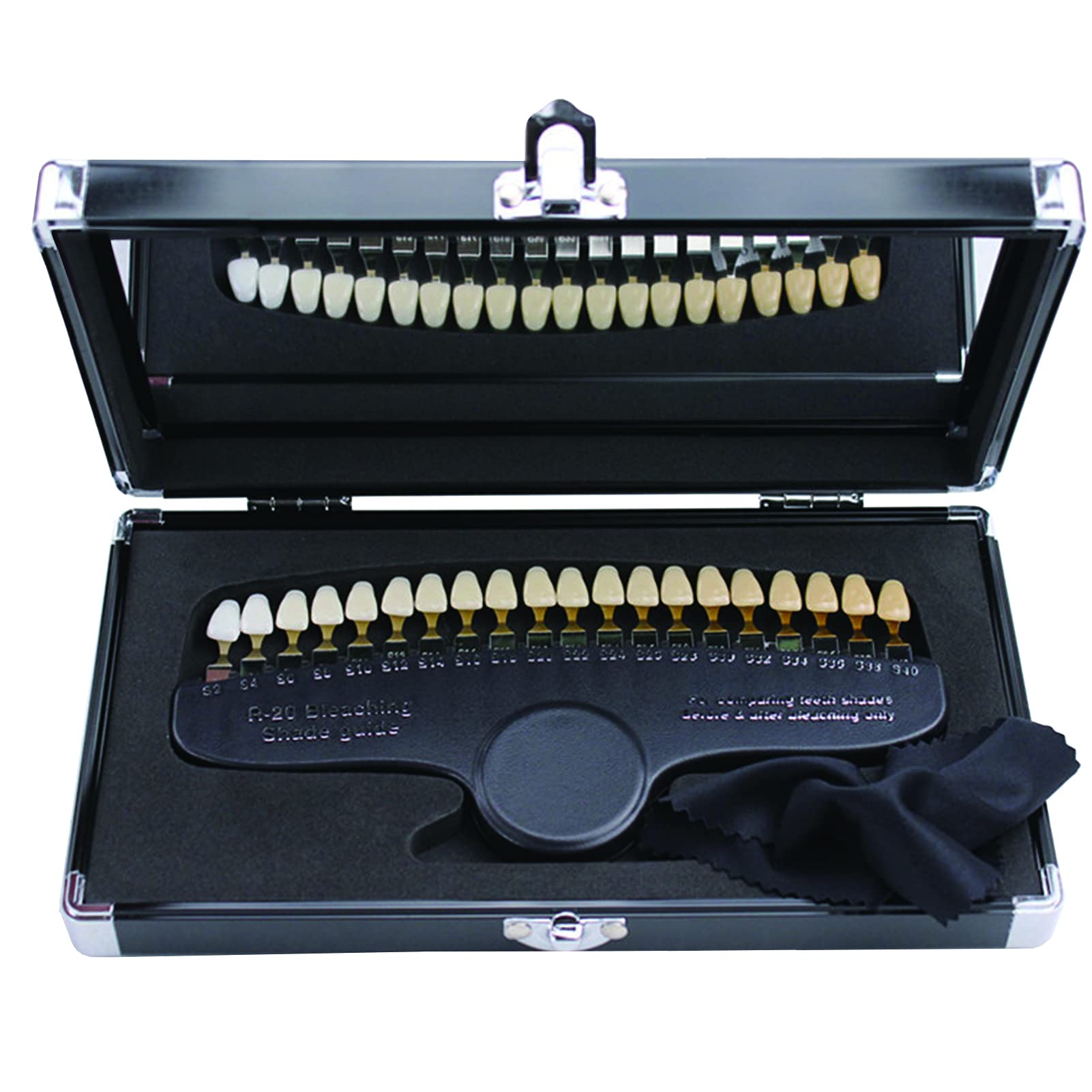 Comparateur de couleur dentaire - Guide d'ombre dentaire - 20 couleurs - Kit de blanchiment des dents 3D - Avec miroir - Blanchiment des dents - Soins buccaux