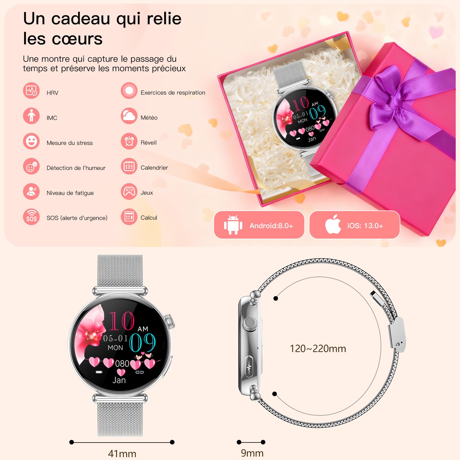 2026 AI-GPT Montre Connectée avec ECG/HRV/IMC/Sommeil/Pression Artérielle | 1,32" Smartwatch avec Fréquence Cardiaque/SpO2/Température Corporelle/Émotions/Fatigue/Cycle Menstruel/SOS, Rappel de santé