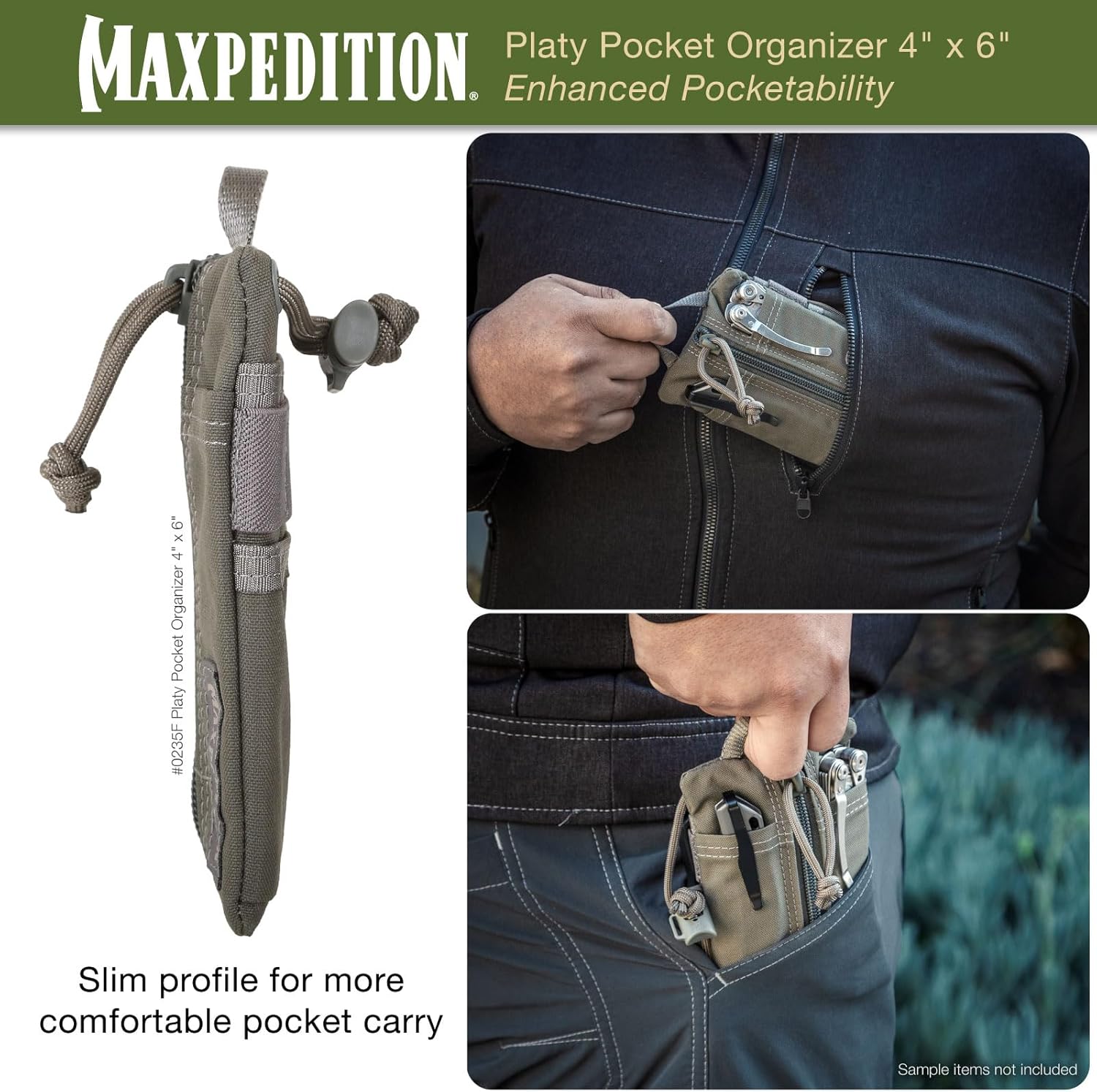 MAXPEDITION Platy Pocket Organizer, Durable EDC Tool Pouch for Men, Neck Wallet with Paracord Lanyard, Holds Flashlight, Multitool, Pen, Notebook - Image 6