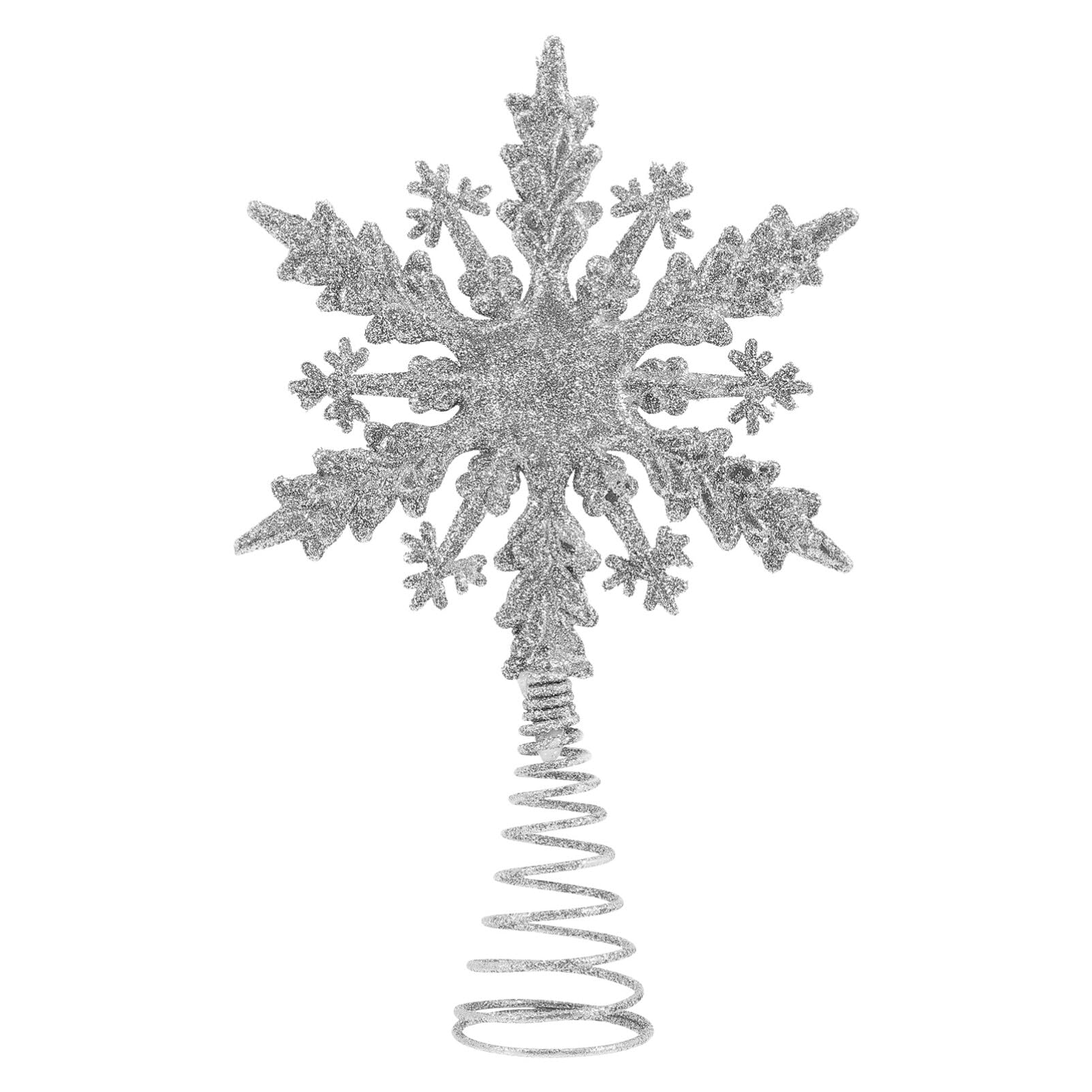 Copo de nieve con purpurina y base de alambre estable para el árbol