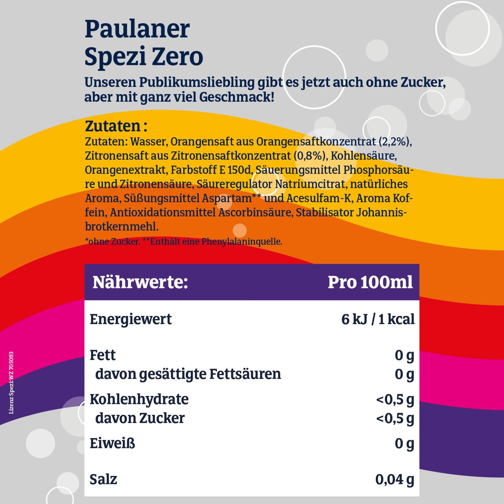 Paulaner Spezi Zero • Erfrischungsgetränk mit Cola & Orange ohne Zucker • EINWEG (24x0,5l)