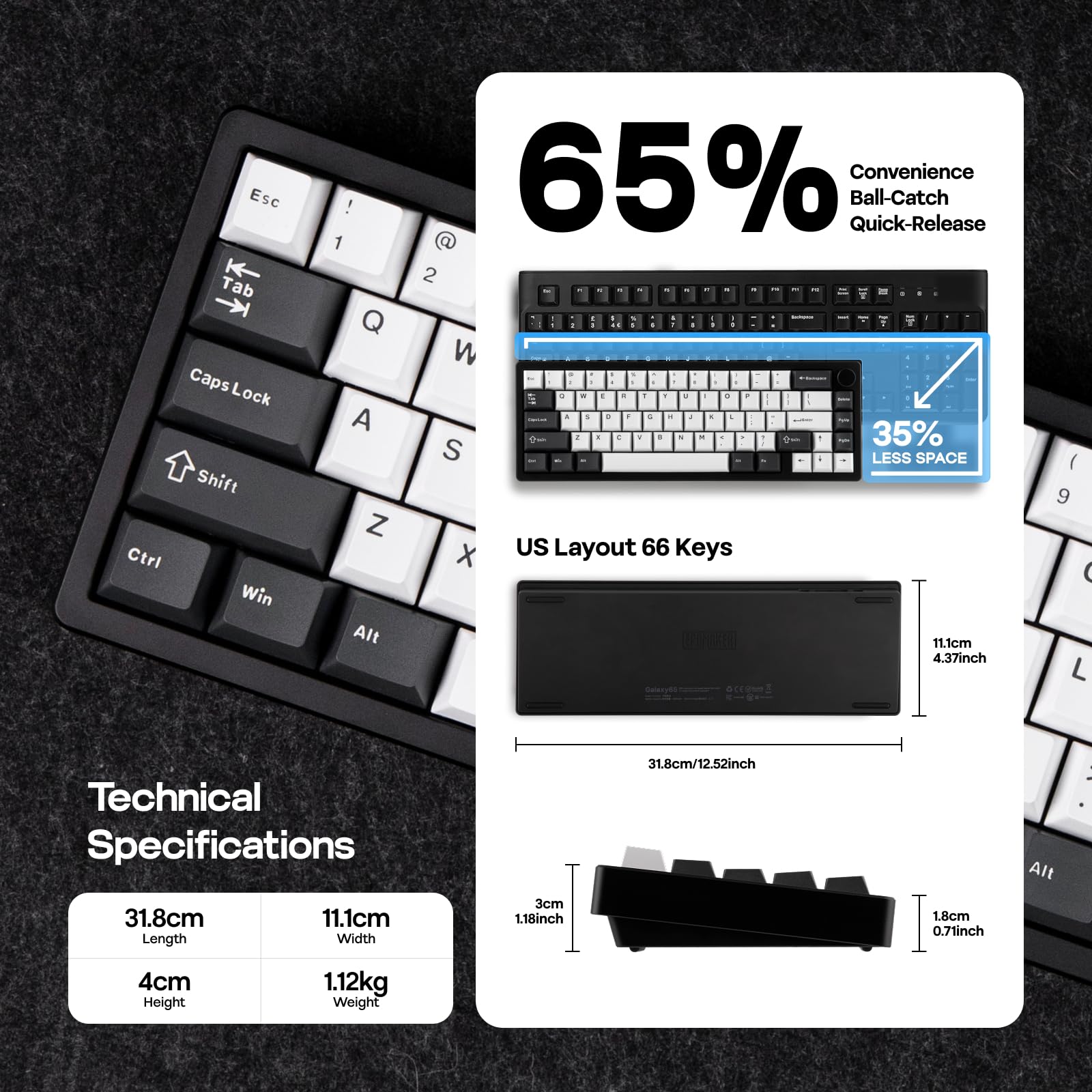 【新品未開封】EPOMAKER Galaxy65 メカニカルキーボード　ブラック EPOMAKER Galaxy65 – epomaker