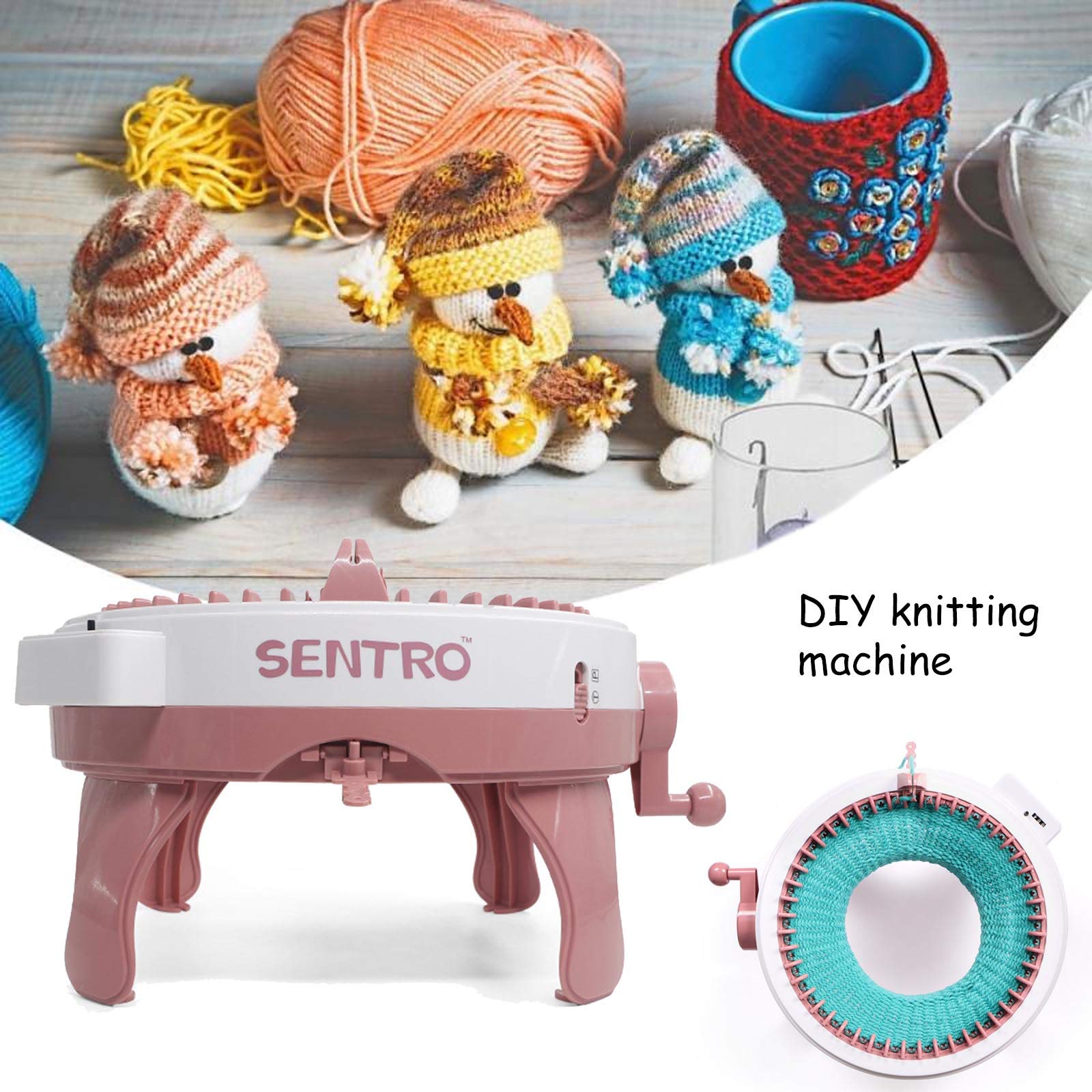 WingFly 48 Nadeln Strickmaschine, Weaving Loom, Strickbrett Rotierende DIY Doppel Webmaschine Kit für Socke Mütze Schal Handstrickmaschine für Kinder und Erwachsene (B)