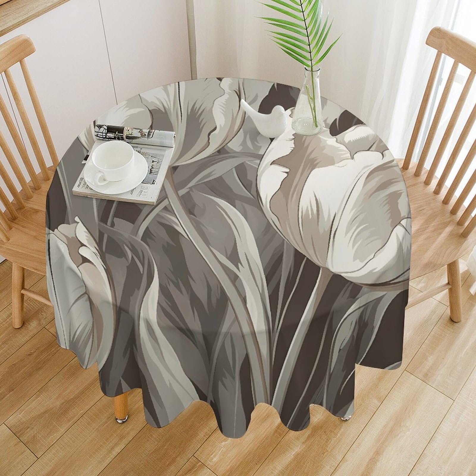 Nappe de table ronde lavable en machine imperméable 127 x 127 cm de fête