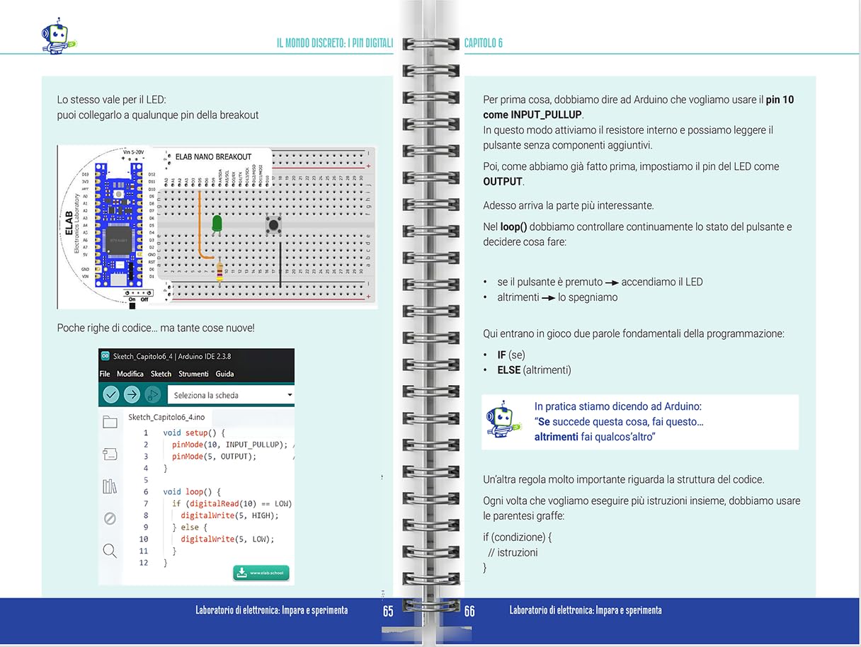 ELAB – Laboratorio STEM di Elettronica Volume 3 | Kit Didattico Coding con Arduino™ Nano R4 Originale, Manuale Guidato, Breadboard e Componenti per Progetti | Arduino™ Nano R4 Originale, Manuale Guidato, Breadboard, Componenti per Progetti
