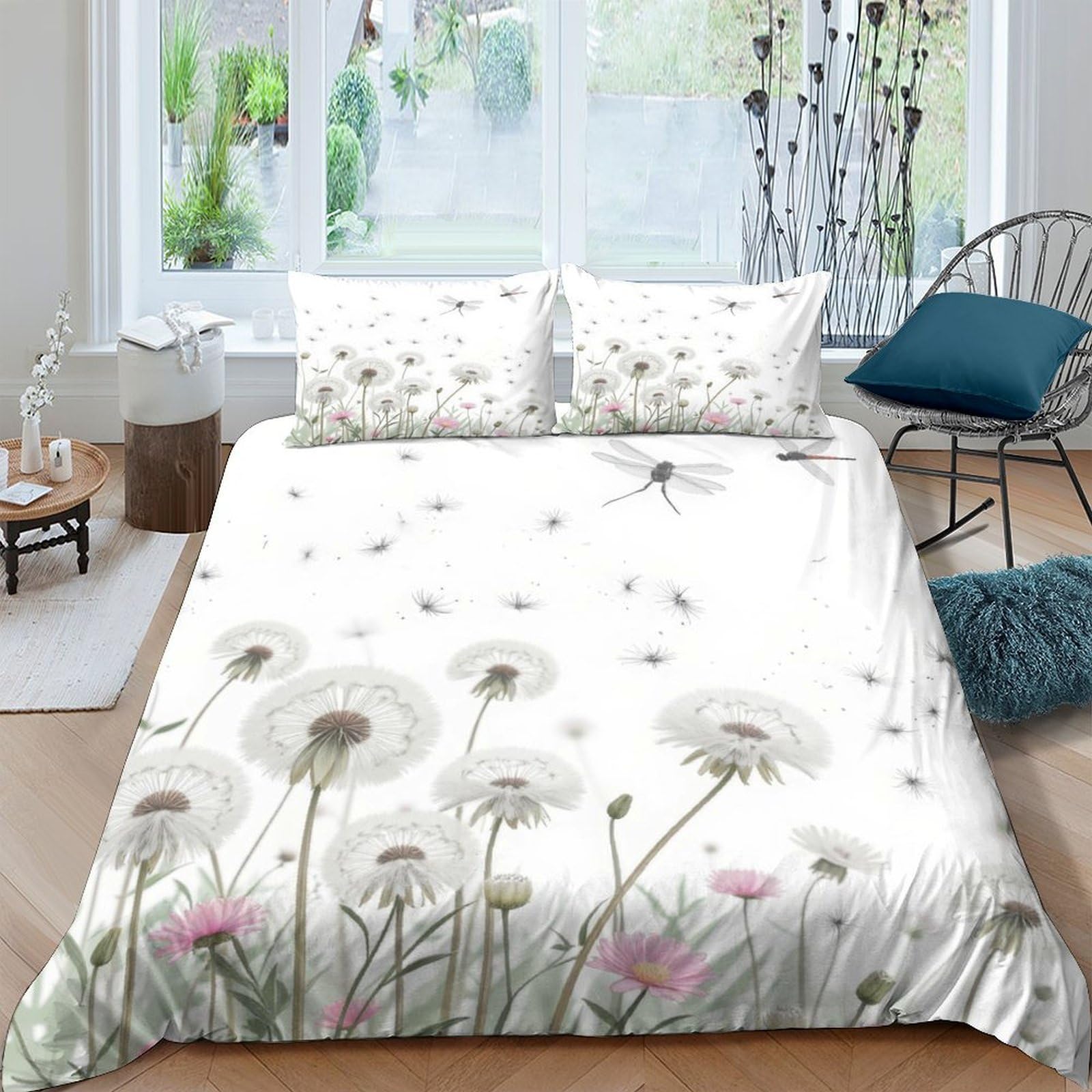 Ctjqhvkz Style-10 3D Printed Dandelion Meadow Fitted Sheet Microfiber Soft Washable Wildflower Mattress Cover For Bedroom Guest Room Decor Single（135X200cm）
