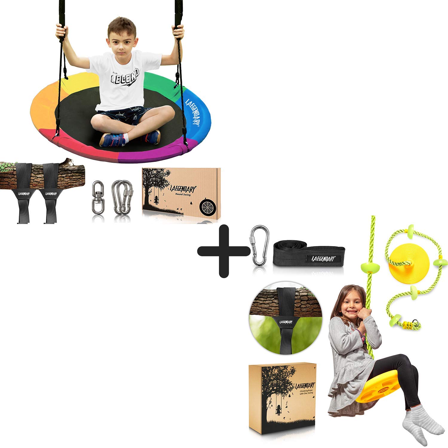 Photo 1 of 40 Inch Flying Saucer Tree Swing Climbing Rope and Tree Swing