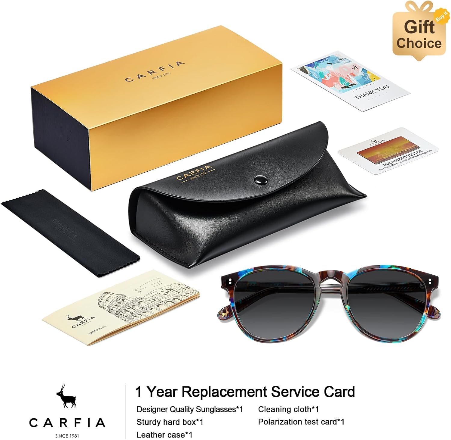 CARFIA Acetate Polarized Sunglasses for Women Trendy Retro Sunnies - Image 6