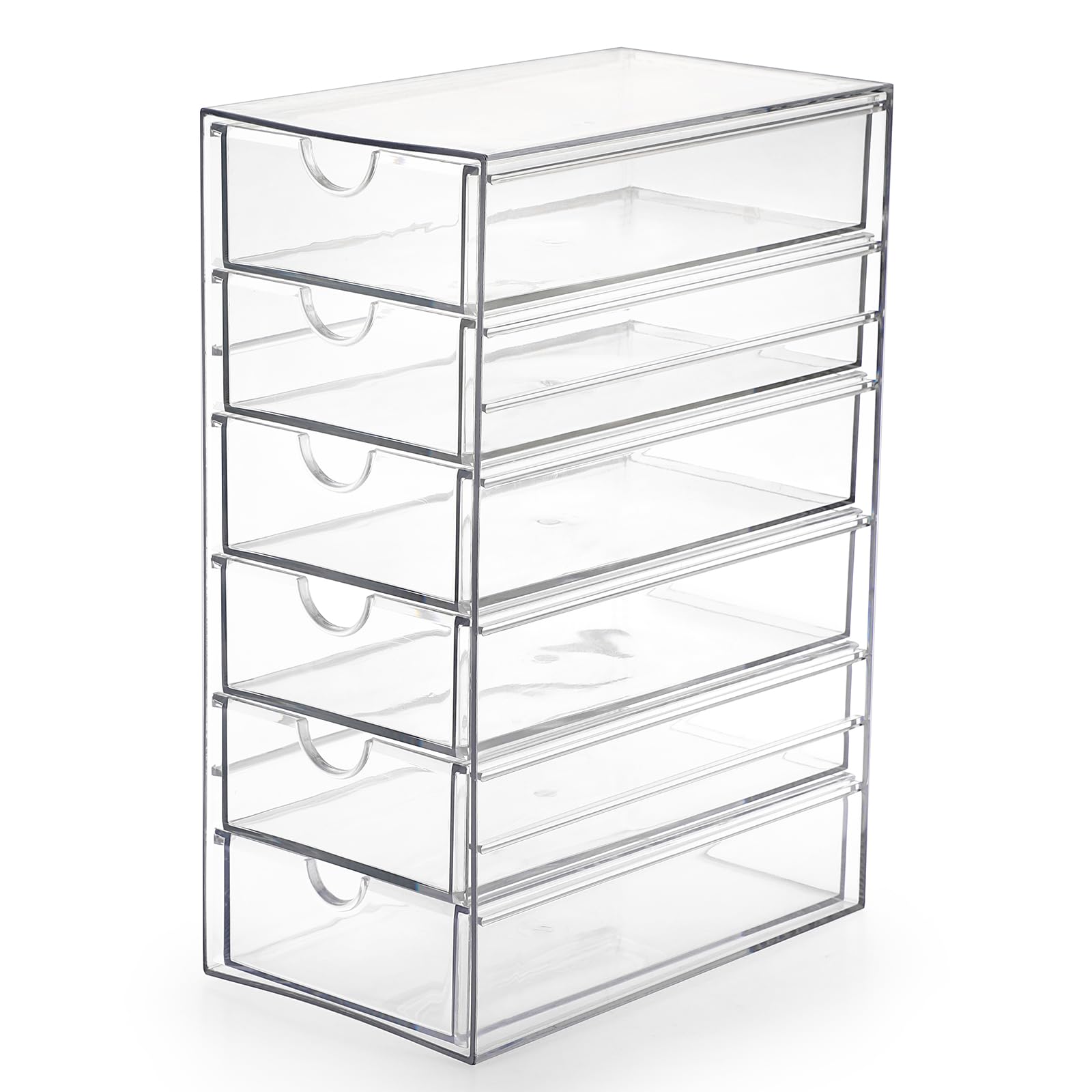 SUMTree Clear Hair Accessory Organizer Box with 6 Drawers, Plastic Hair Accessory Organizer Box
