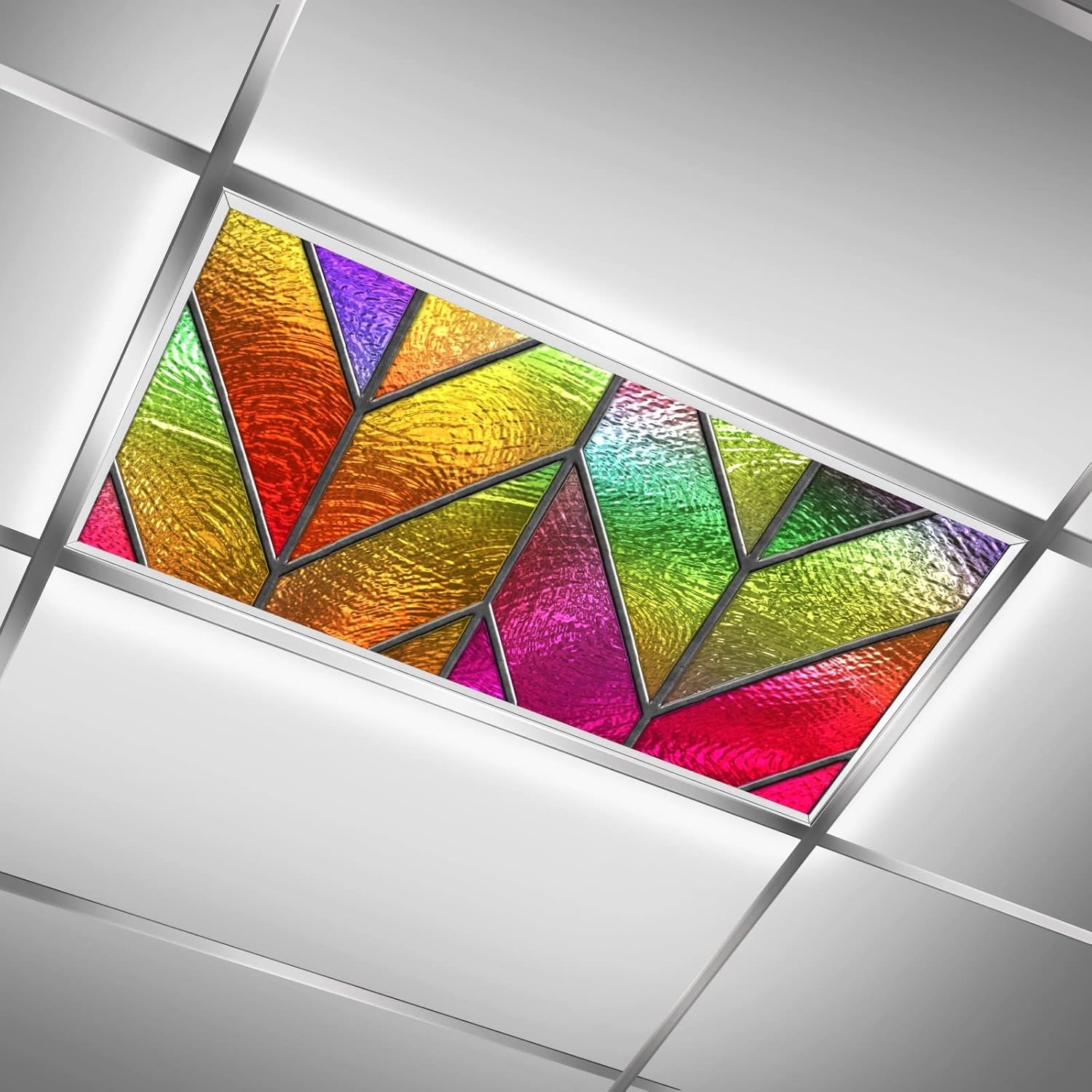 MSINMKOK Colorful Rainbow Stained Glass Window Fluorescent Light