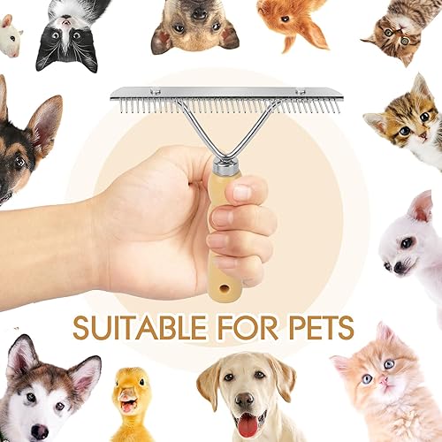 Miniatura 6 de Rastrillo de alfombra de mano de metal para felpa esponjosa, herramienta de eliminación de pelo de mascotas, peine removedor de pelo reutilizable