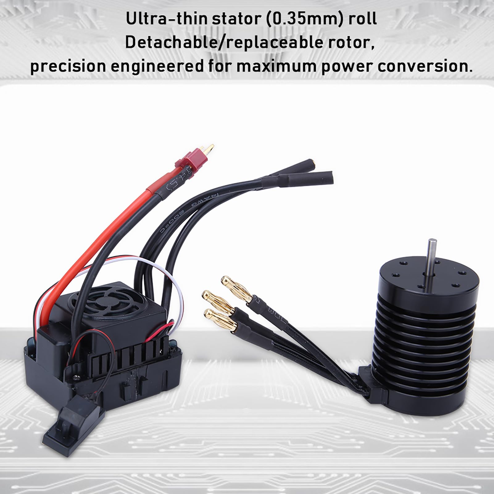CHICIRIS Mocny Silnik F540 4370KV, Uniwersalny montaż, Wydajne Odprowadzanie Ciepła, Precyzyjna Konstrukcja z 60A ESC Combo, do Bezszczotkowego Modelu 1/10 RC (4370KV)