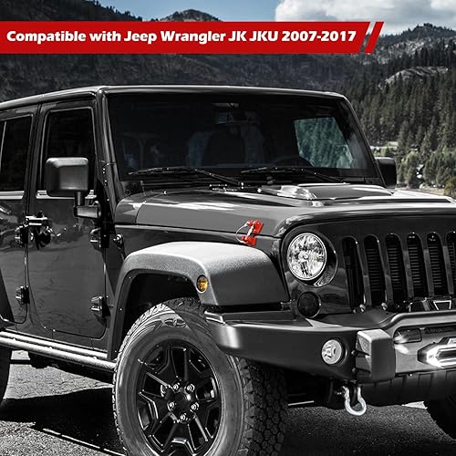 Miniatura 4 de RT-TCZ Kit de pestillos de capó para Jeep JK compatible con Jeep Wrangler JK JKU 2007-2017, accesorios exteriores rojos, 2 piezas (Vintage)