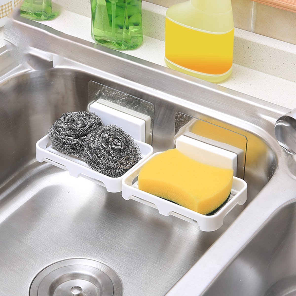 HOKIPO® Magic Sticker Series Self-Adhesive Waterproof Kitchen Bathroom Soap Holder, Pack of 2 2