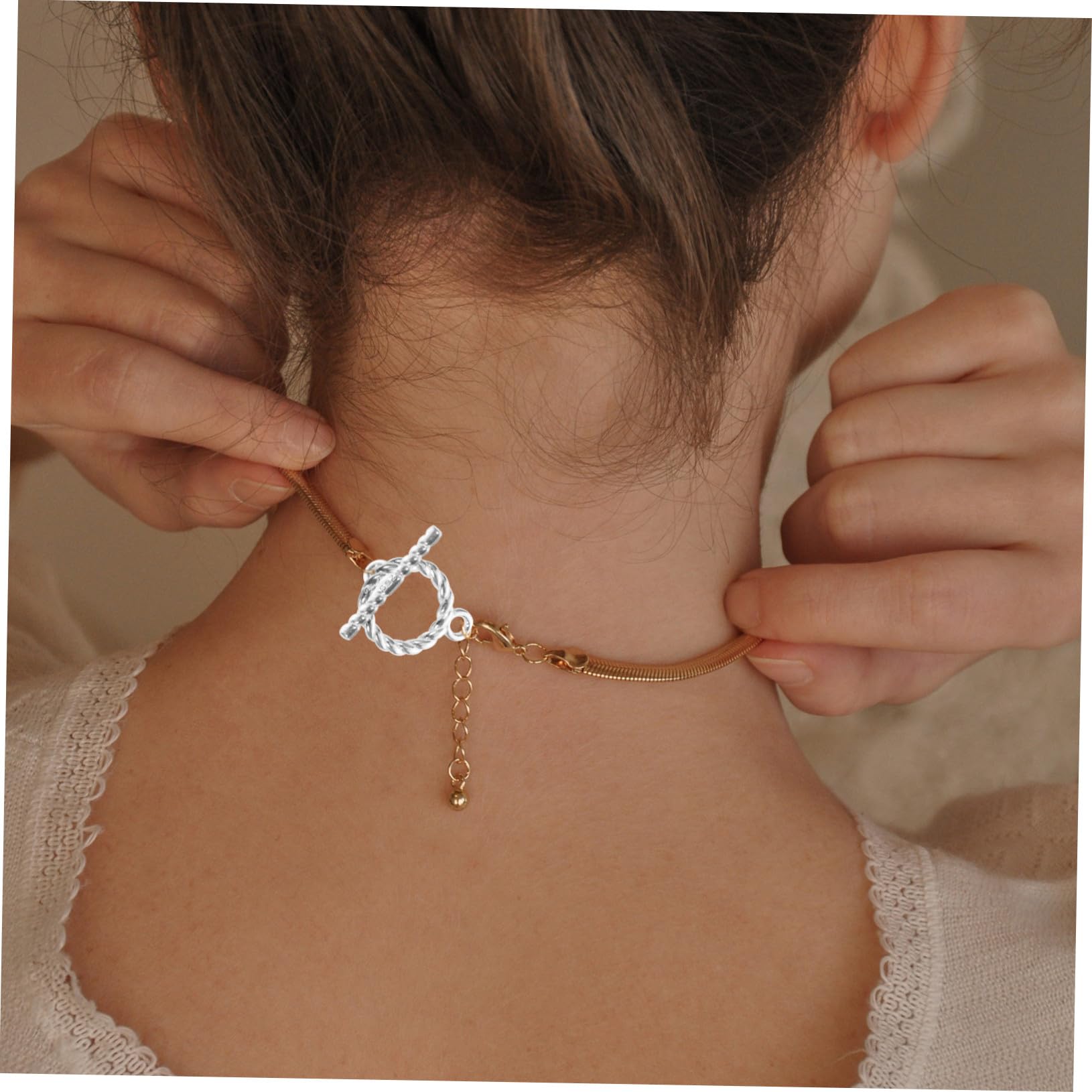 10 Sätze Sterling Silber DIY Toggle Verschluss Langlebiger Armband Halskettenverschluss Einfach zu Befestigen Geeignet für Schmuckherstellung und Reparatur