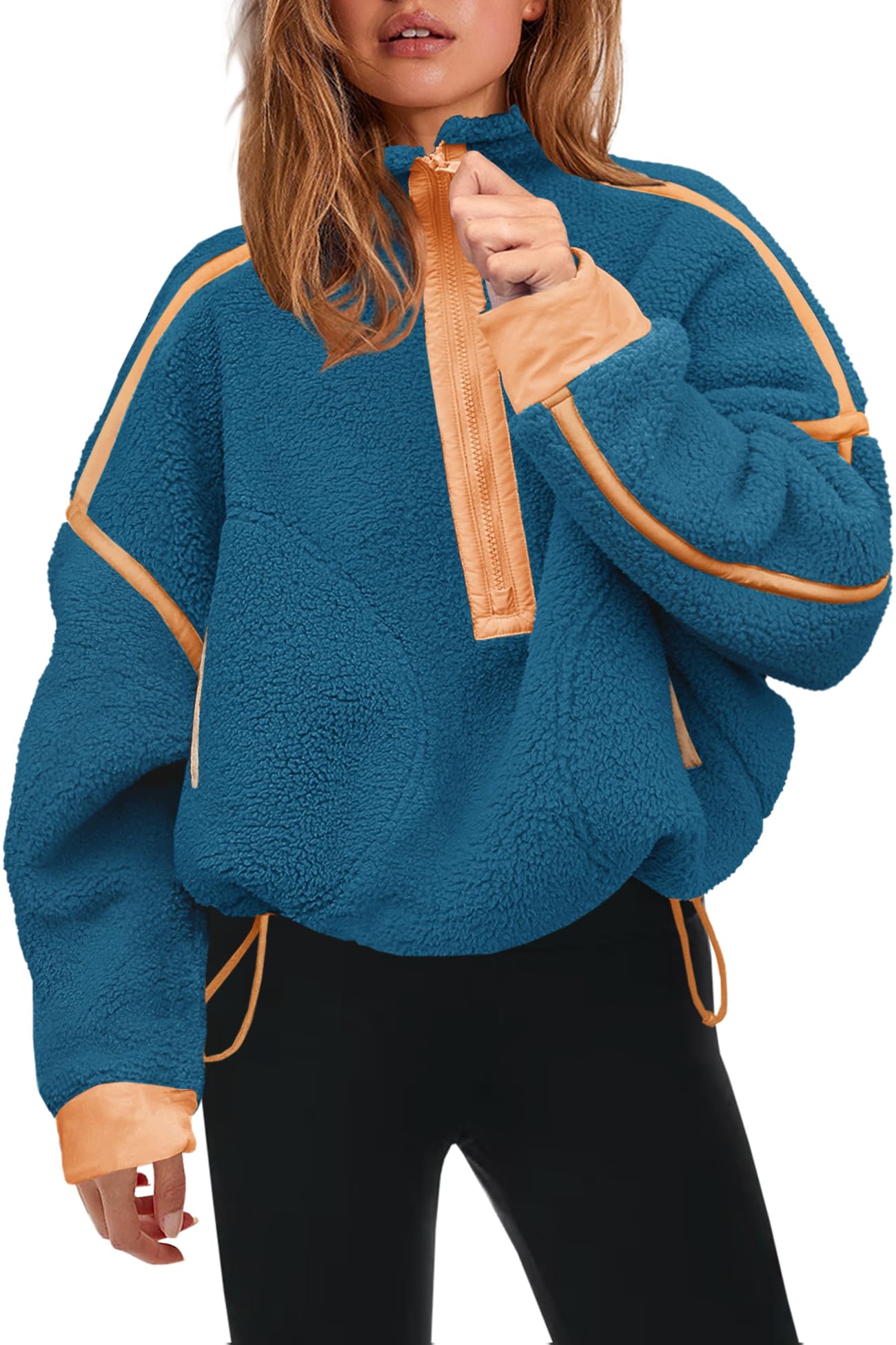Panadila Womens Half Zip Fleece Pullover Sherpa Jacket