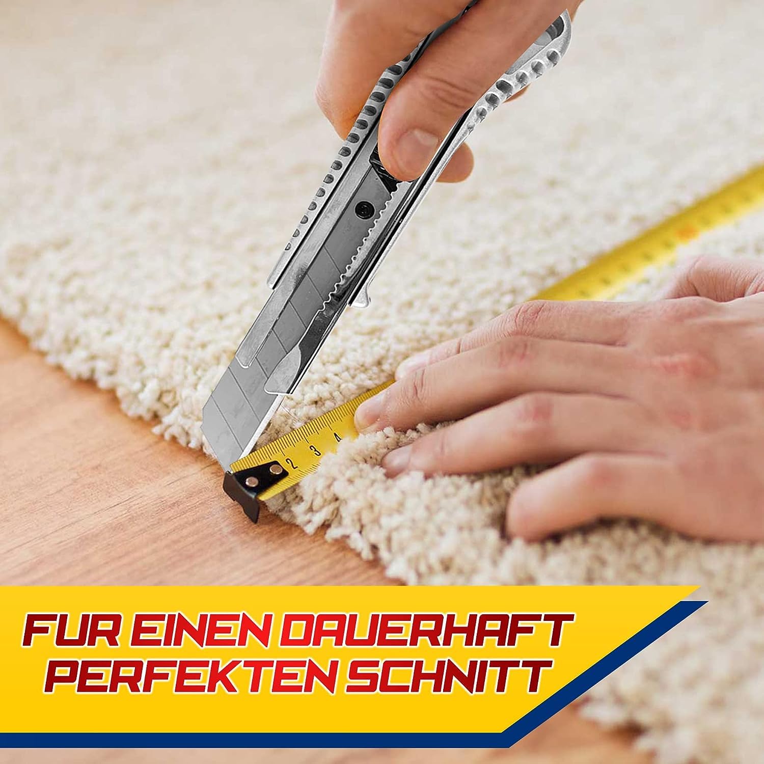 HAYATEC 10x Cuttermesser 18mm + 100x Abbrechklingen, Teppichmesser profi, Cuttermesser Profi aus Aluminium für Heimwerk & Gewerbe, Robust und Ultrascharf, inklusive 100x Abbrechklingen aus SK5