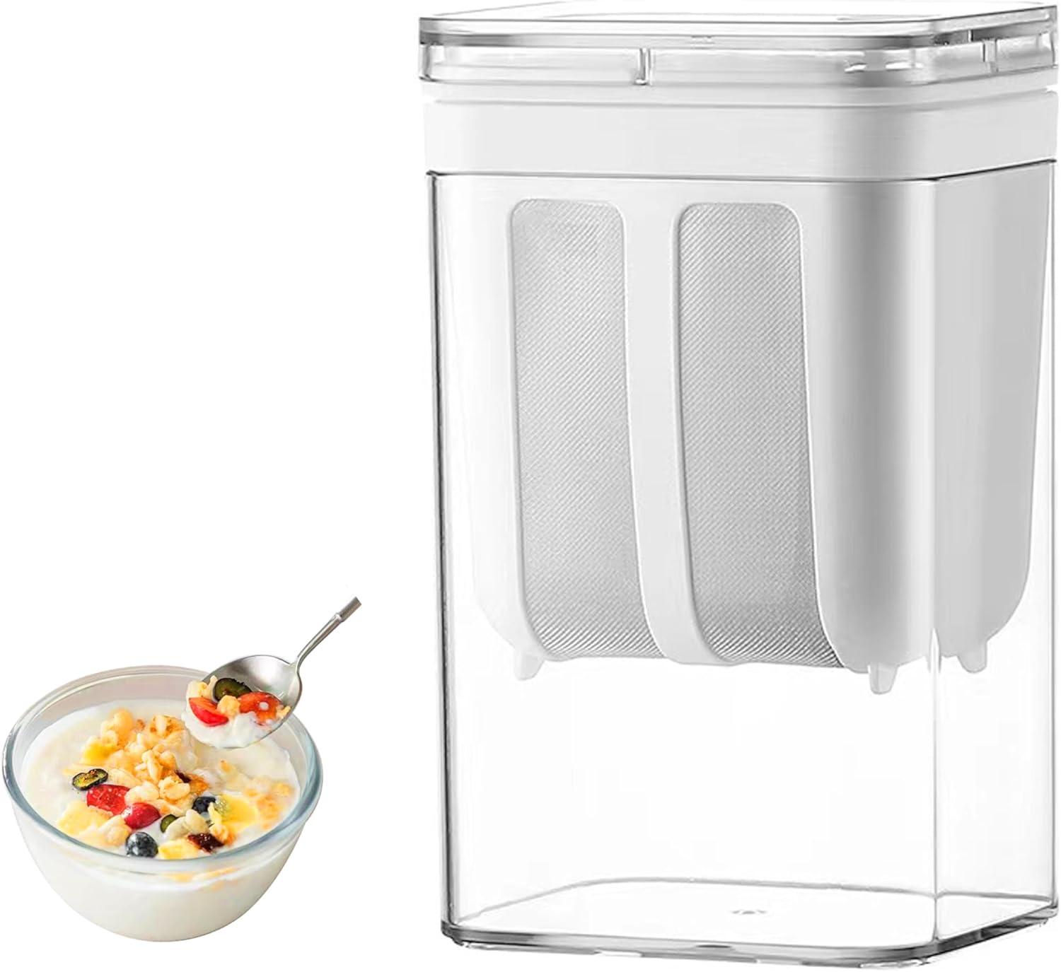 【Amazon限定ブランド】水切りヨーグルト ヨーグルトメーカー （日本JSLF370認証）自家製 豆乳 牛乳 ヨーグルト 水切りヨーグルトメーカー 手作りヨーグルト ヨーグルト 水切り キッチン用品 家庭用 再利用可能 1100ML