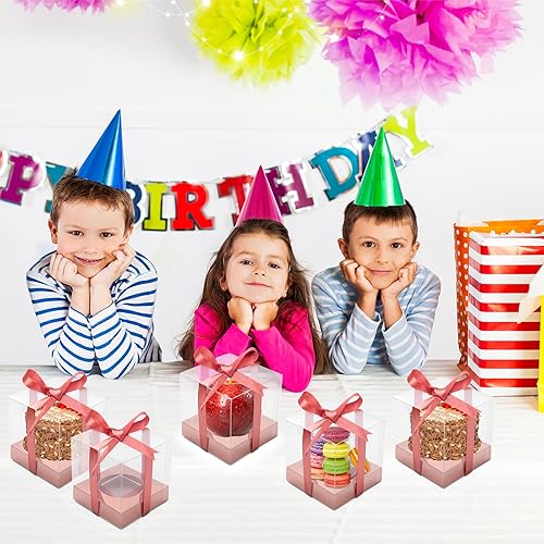 Vista 28 de Paquete de 12 cajas de plástico transparente para cupcakes, contenedores individuales dorados de 3.5 pulgadas, desechables individuales para tartas