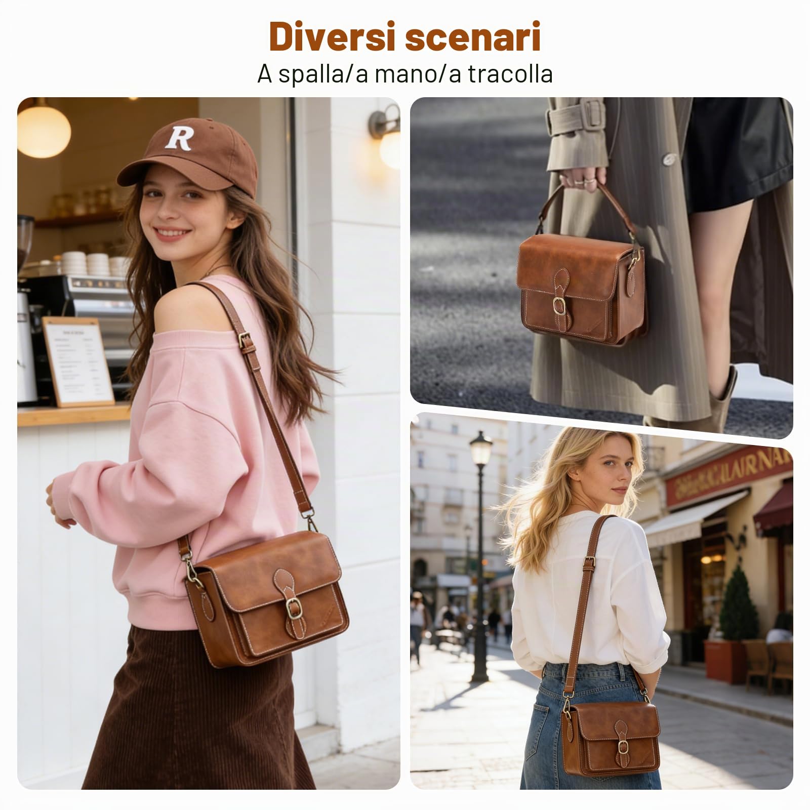 Cwatcun Borsa per fotocamera Borsa a tracolla per fotocamera compatta Borsa impermeabile retrò compatibile per Canon Nikon Sony SLR/DSLR Mirrorless e obiettivo Marrone,S
