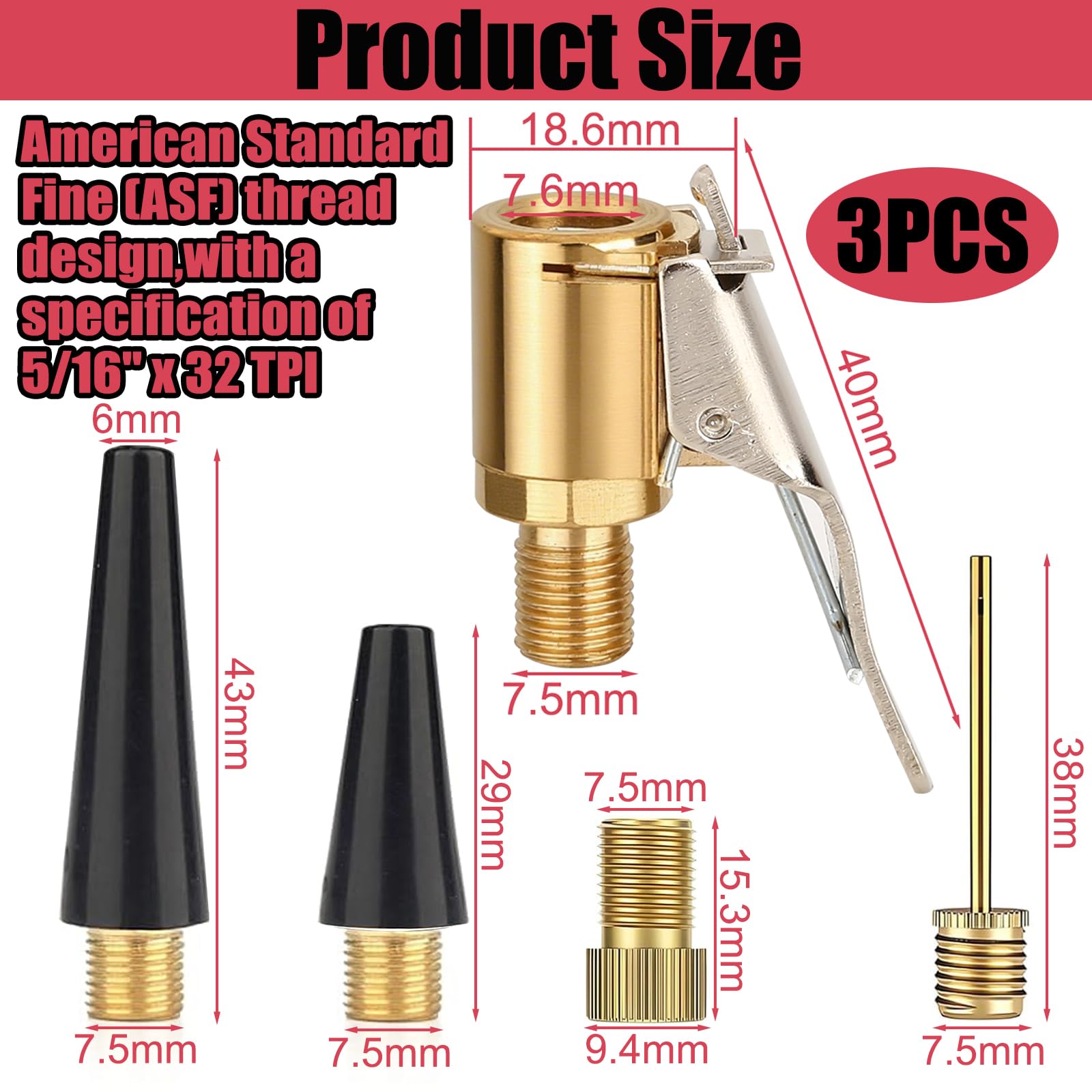 Multifunktionales Valve Adapter Set, Adapter für Bosch Easy Pump, Bosch Easy Pump ersatzteile, französisches Ventil Adapter, Ballnadel & Luftpumpen, Zubehör
