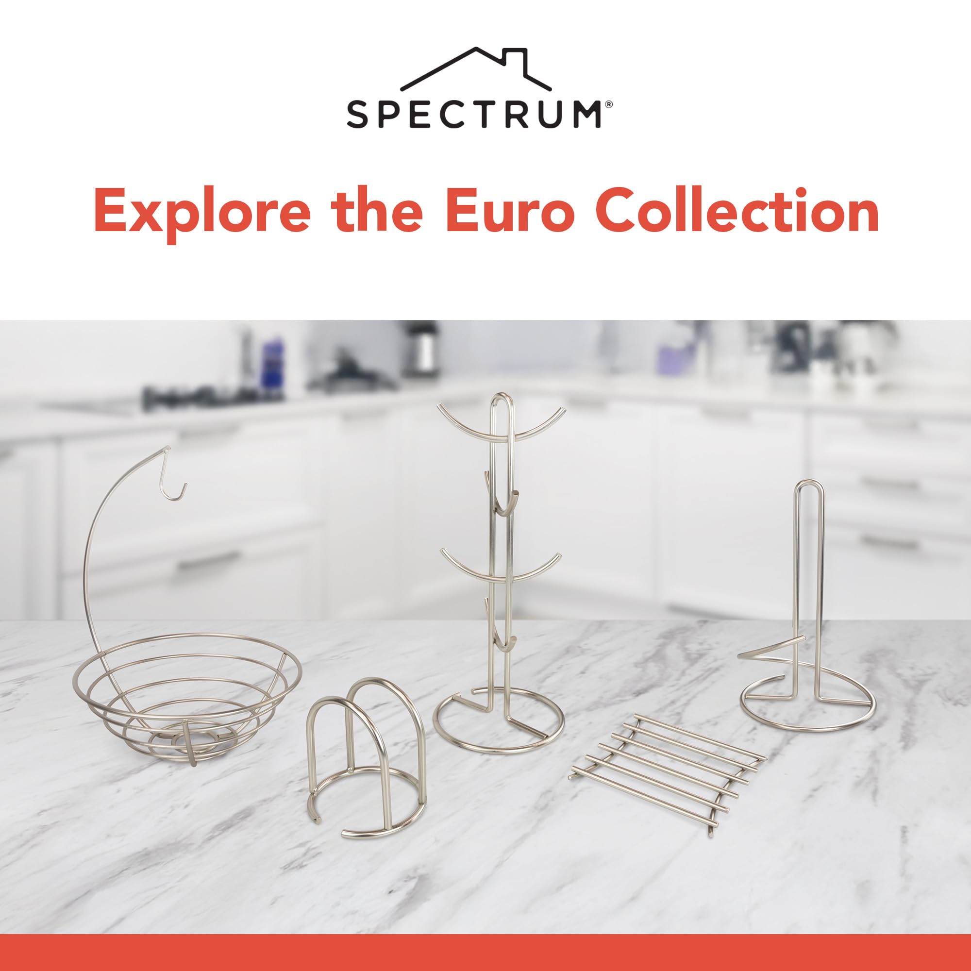 Spectrum 50778 Euro Untersetzer, quadratisch, satiniertes Nickel