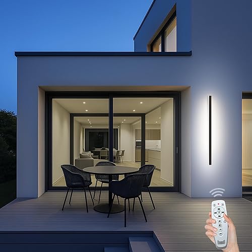 Miniatura 22 de Luz de Pared Exterior, Apliques de Pared Exteriores Modernos de 39 Pulgadas, Luces de Pared Largas Negras Impermeables con Iluminación Cálida, Luz