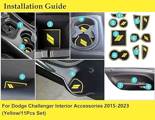 Miniatura 7 de Alfombrillas antipolvo para Dodge Challenger accesorios 2015 2016 2017 2018 2019 2020 2021 2022 2023, se adapta a la medida forros de portavasos