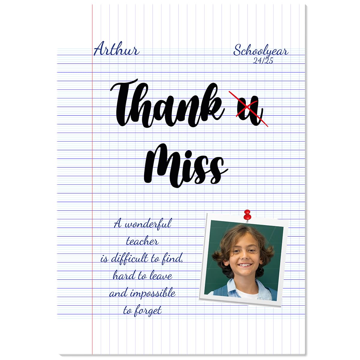 Pictalia - Personalized Metal Poster, Thank You Teacher Gifts Personalised, Personalised Teacher Gifts, Teacher Gifts For Women Personalised, For Teacher, A4, A3, A2, Canvas, Customised Text