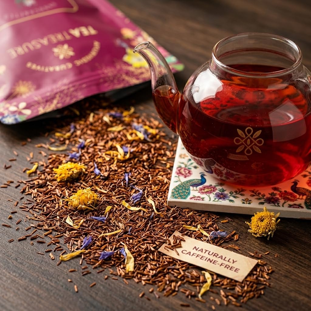 Tea Treasure South African Rooibos Red Tea | Caffeine Free, Rich Antioxidant, helps in Diabetes, Blood Sugar|Improves Skin & Heart Health |Boosts Immunity |50gm 2