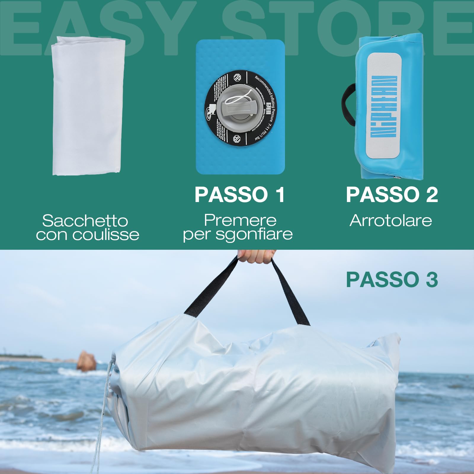 Niphean Sedile SUP Gonfiabile con Supporto Posteriore, Sedile per Sup Robusto per Tavole Gonfiabili, Canoa, Barca, Kayak, Adulti e Bambini, Non Sono Necessarie Cinghie, Semplice Confortevole
