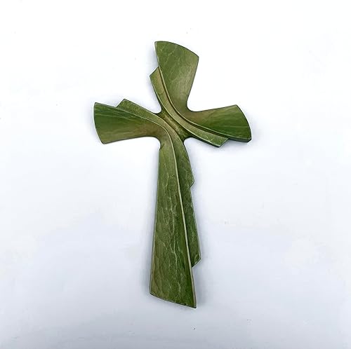 Miniatura 8 de Wooden Hand Carved Cross for Wall Decor, Large Crucifix Wall Art Handmade Religious Gift Cross (11.81, red)