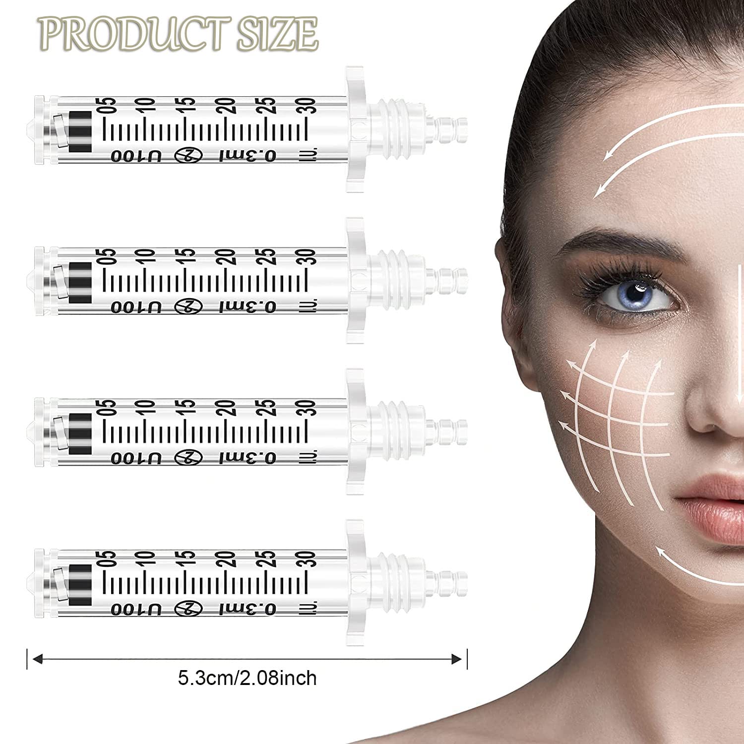 0,3 ml Monouso Testa della Fiala per Accessorio Penna Acido Ialuronico, Donne Labbro Lifting Anti Rughe Accessorio di Bellezza Saloni di Bellezza per la Cura della Pelle,10pcs