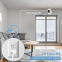 Vista 6 de ALERTCAM Adaptador de corriente para Ring Spotlight Cam Plus/Pro (batería), con cable plano de 25 pies/24.6 ft para exteriores, resistente a