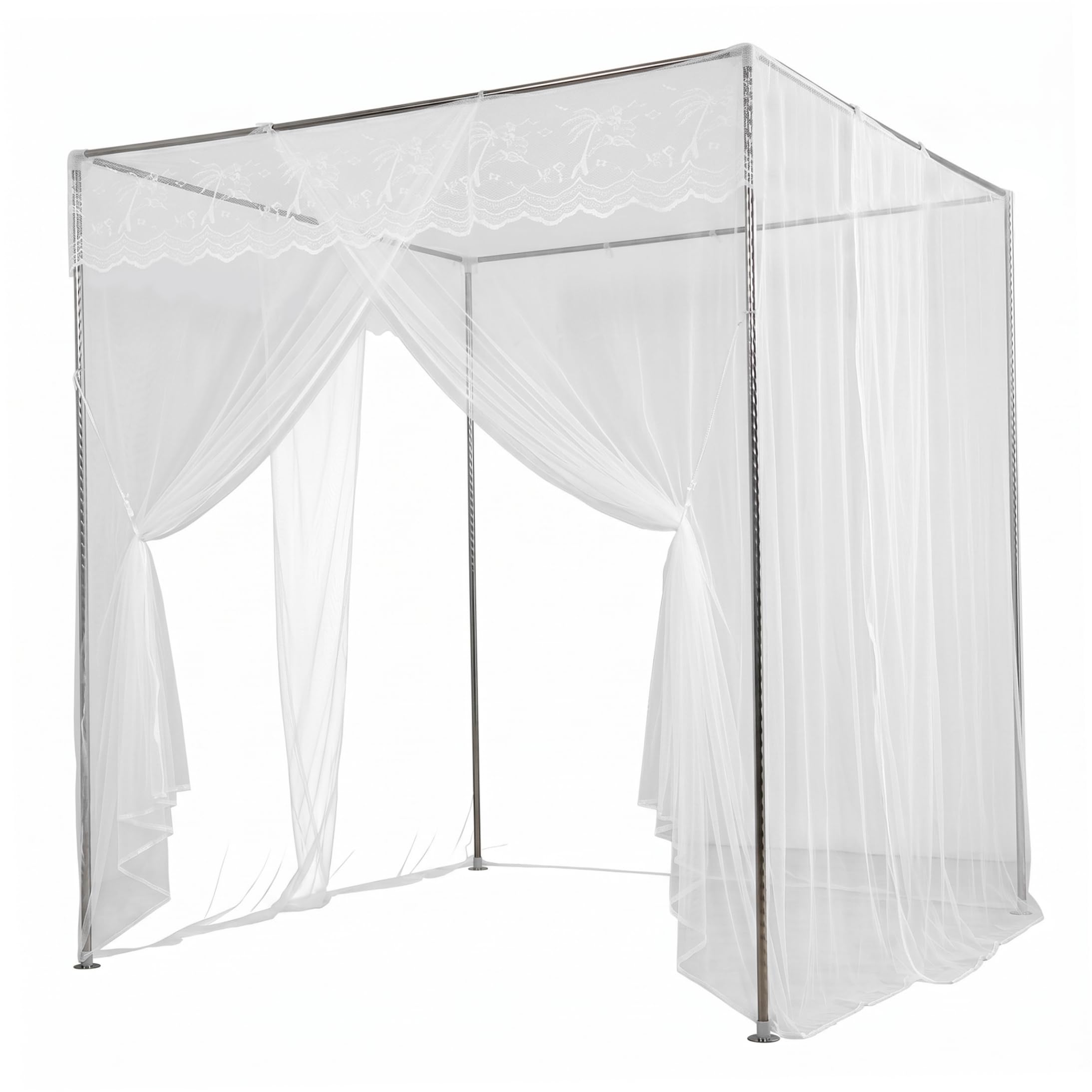 Toldo de malla extradensa protector para camas de 1,8x2,0 m en color blanco