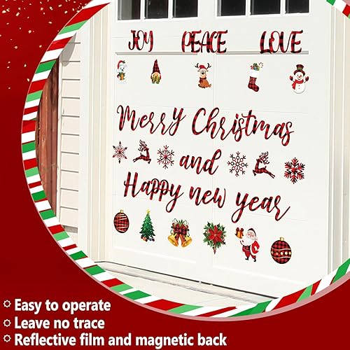 Miniatura 9 de 30 piezas de imán de Navidad para puerta de garaje, decoración de Navidad con muñeco de nieve, copo de nieve, Papá Noel, decoraciones de garaje para