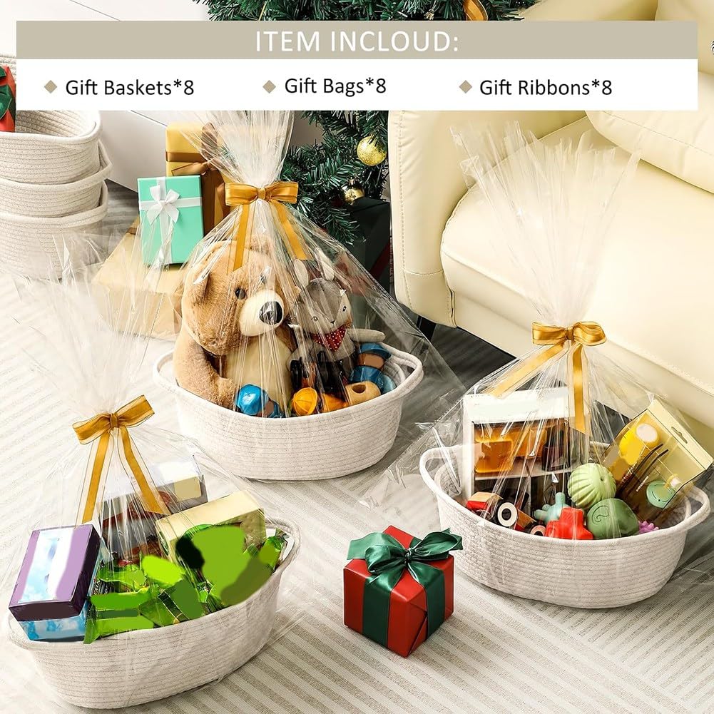 8er-Pack Kleiner Gewebter Korb, Leer, Dekorative Geschenktruhe, Box, Süßer Baby-Geschenkkorb Fürs Kinderzimmer