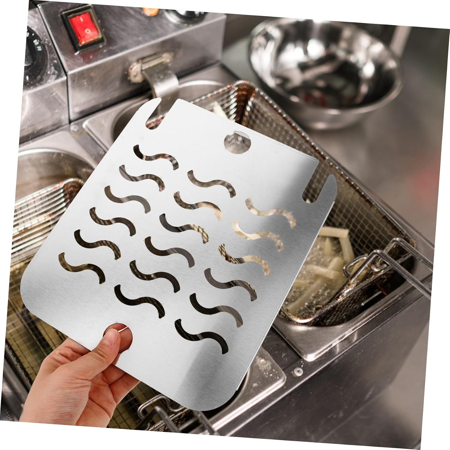 Gatuida Stainless Steel Deep Fryer Food Debris Screen Essential Electric Fryer Accessory for Cleaner Cooking Strains Oil Slags Prevents Scalding Design