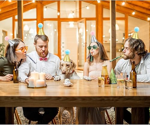 Miniatura 5 de SATINIOR Sombrero de cumpleaños de gato de 4 piezas, pajarita para perro pequeño, diadema ajustable, lindo accesorio de disfraz de cumpleaños para