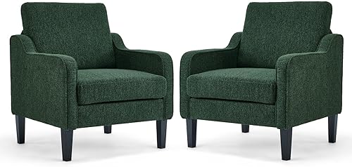 Miniatura 12 de VINGLI Silla de Acento para Sala de Estar Sillas Verde Oliva Silla de Lectura para Dormitorio Silla con Brazo Recogido Sillas de Acento Modernas