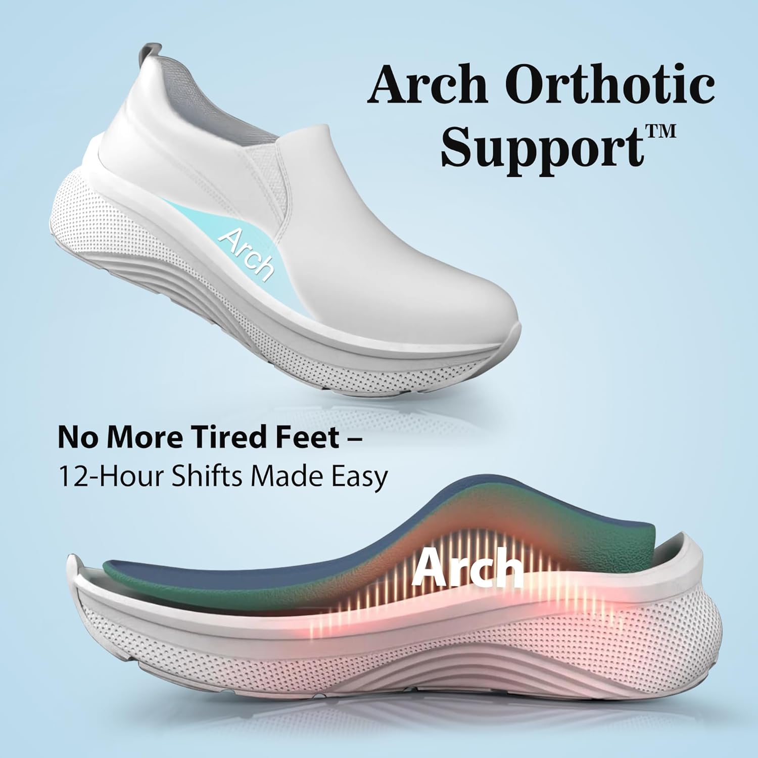 Hawkwell Women's Slip On Arch Support Lightweight Slip Resistant Comfortable Nurse Shoes - Image 5