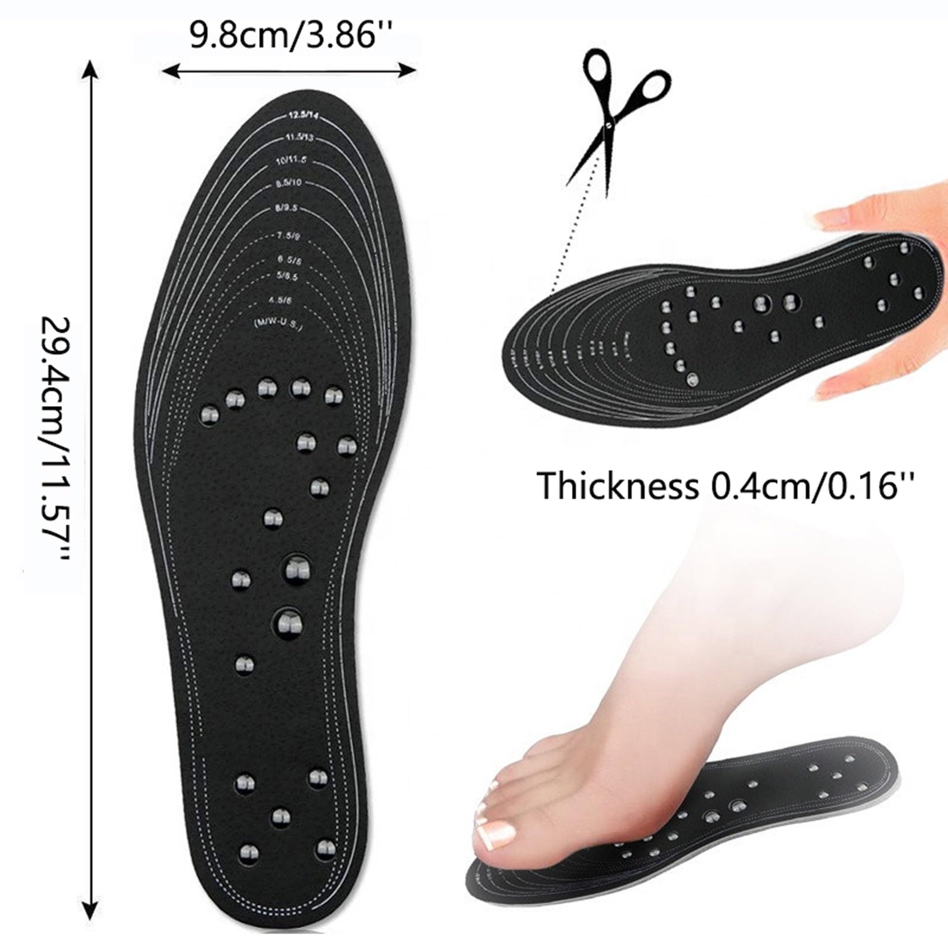Plantillas Adelgazantes, Plantillas Ortopédicas Para Zapatos, Plantillas Acupresion Adelgazar, Plantilla De Masaje De Pies, Plantillas Adelgazantes Magnéticas Para Hombres Y Mujeres , 3 pairs,Black