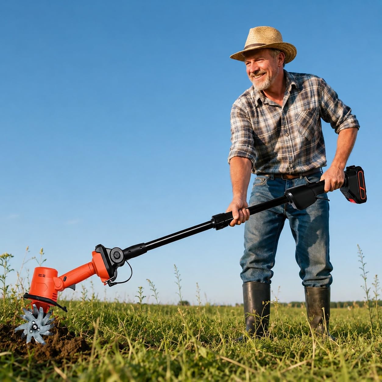 Rotavator de jardin sans fil 21 V 235 tr/min 2 piles