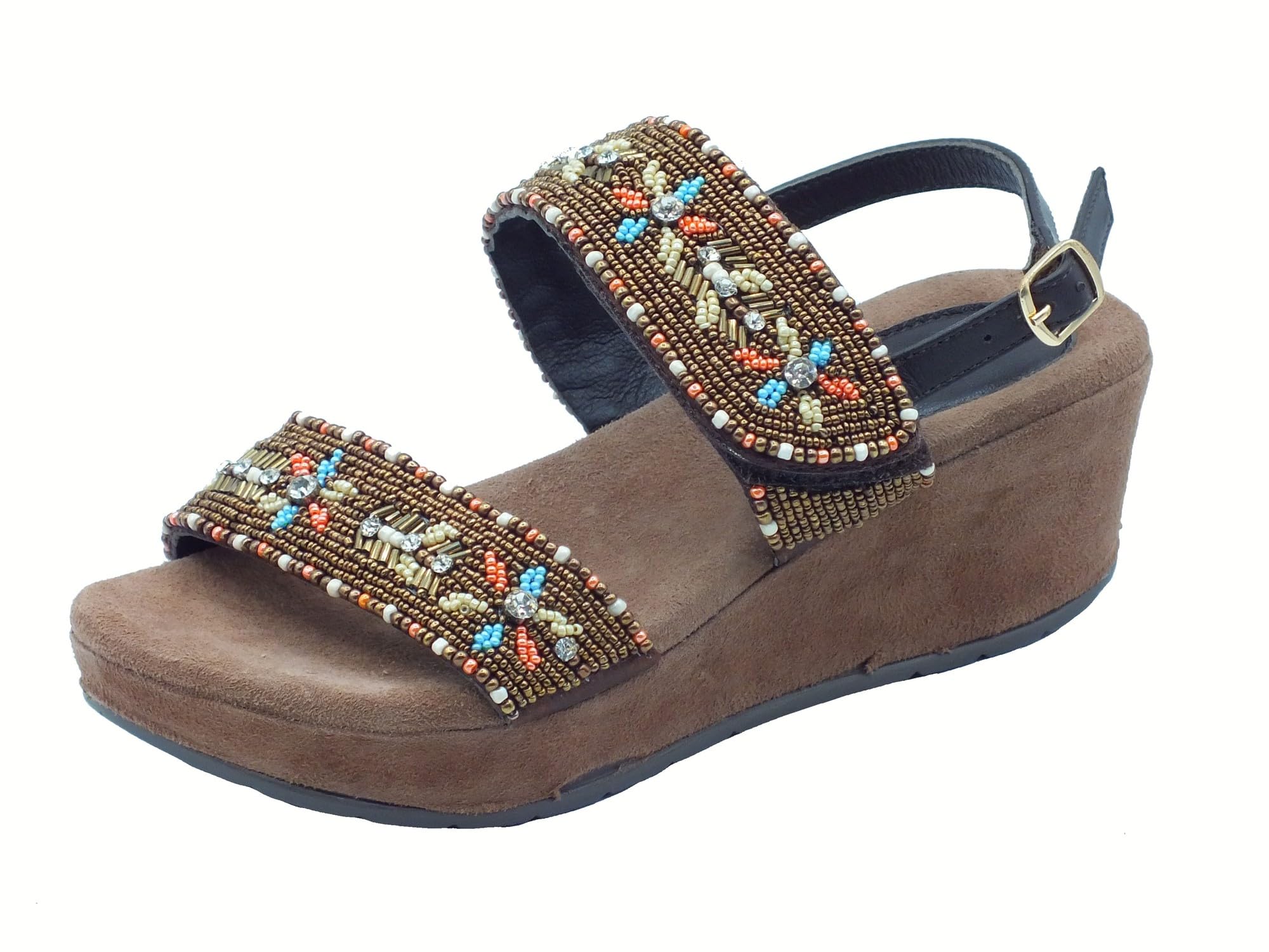 Cinzia Soft IT1040 Bronze Multi Sandali Donna con Perline Brillantini Multicolore Zeppa Media
