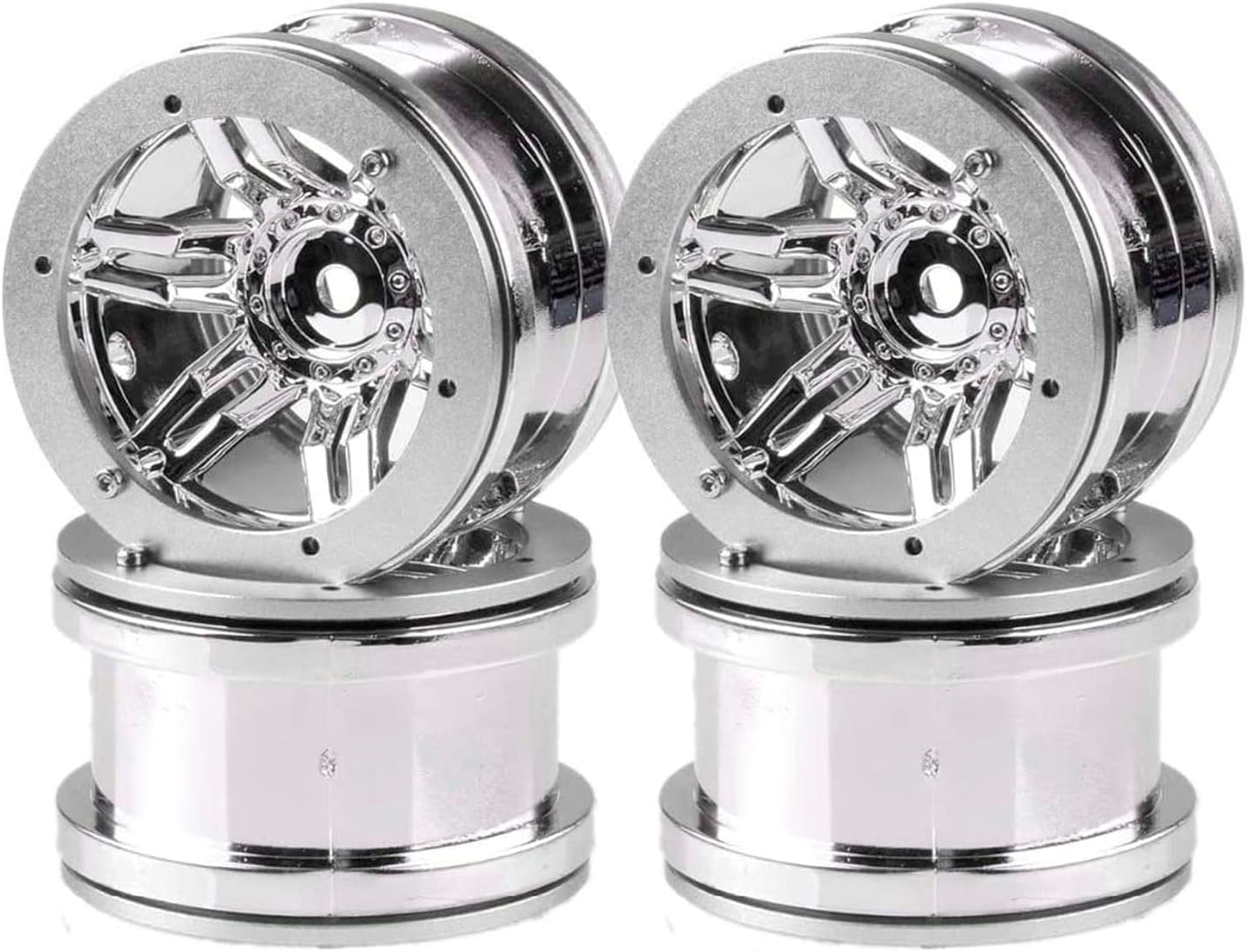 4PCS Plastic Plating 2.2 Inch Beadlock Wheel Rim Wheel Parts for 1/10 RC Rock Crawler Car Truck for Axial TRX4 Wraith SCX10 CC01 D90 90046 TF2(Silver)