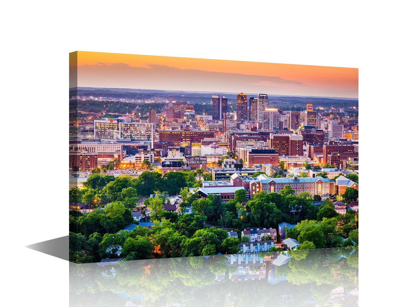 TISHIRON Birmingham City Canvas Wall Art Birmingham Alabama USA at Night Picture Prints Modern Home Office Wall Decoration Stretched Ready to Hang 24 x16Inch