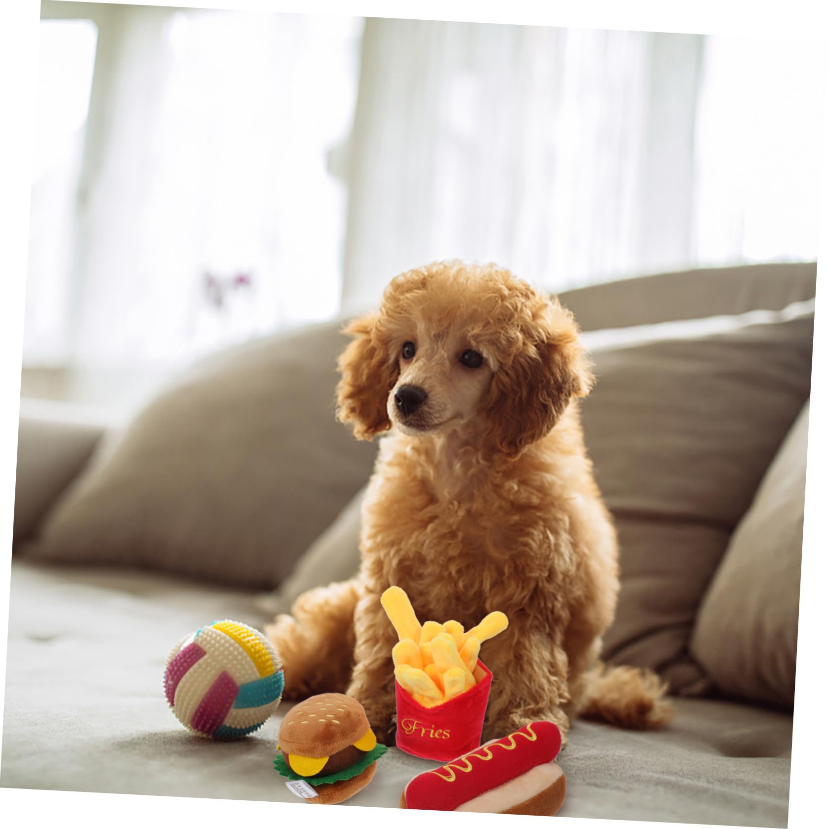 TOYANDONA Jouet D'aliment pour Chien, Peluche Couineuse Café