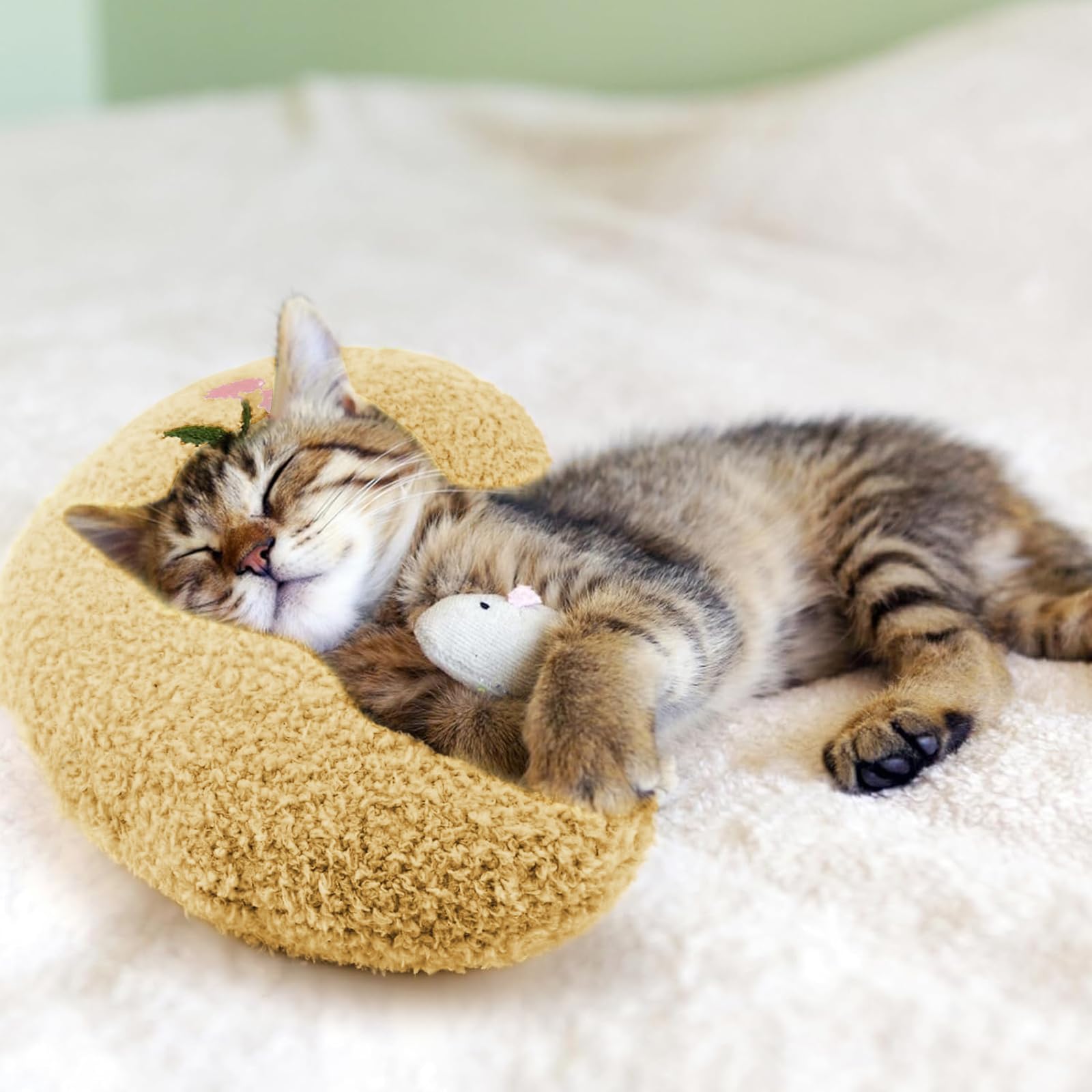1 coussin de nuque pour petits chiens, en forme de U, coussin de cou doux et moelleux, améliore le relief en machine à dormir, lavable en machine, jouet apaisant (jaune)